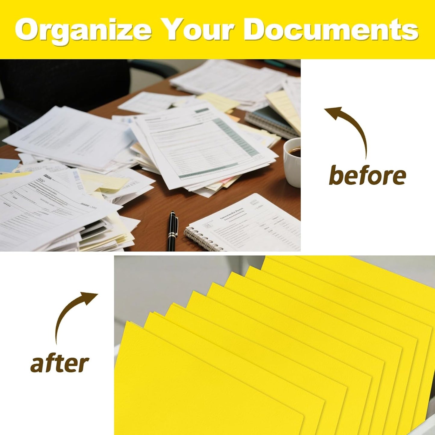 Folders with Pockets, LAYZZ 60 Pack Paper Pocket Folders, 2 Pocket File folders Fits Letter Size Paper, for School Office and Home (Yellow)