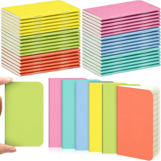 Outus 36 Pcs Pocket Notebook Mini Journal 2.5" x 4" Kraft Paper Mini Notepad Bulk Softcover Pocket Notepad Memo Diary Subject Notebooks for Student Traveler School(Candy Color, Blank Cover)