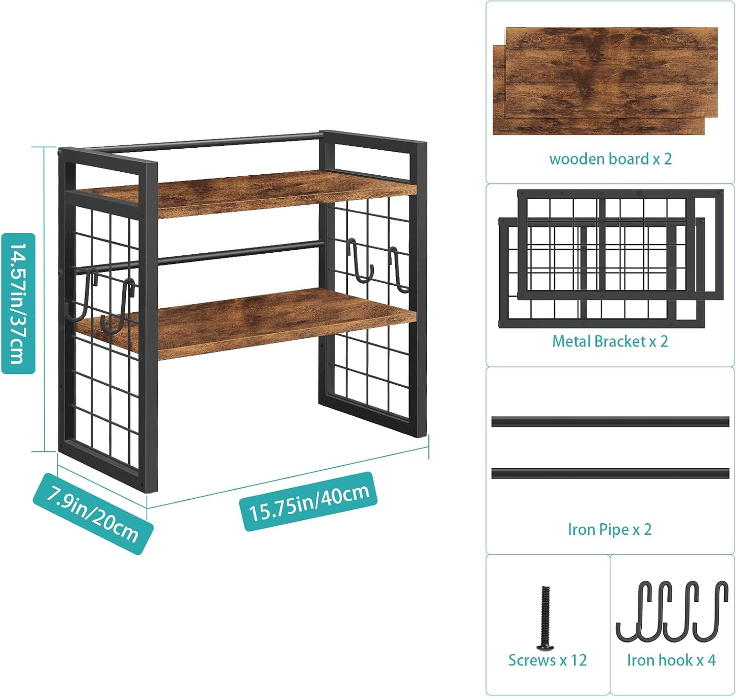 ELITEROO Desktop Shelf Organizer, 2 Tier Wood Desk Bookshelf, Desk Top Storage Rack for Office, Dorm, or Bedroom Decor, Small Tabletop Shelf for Books, Plants & Accessories, Rustic Brown