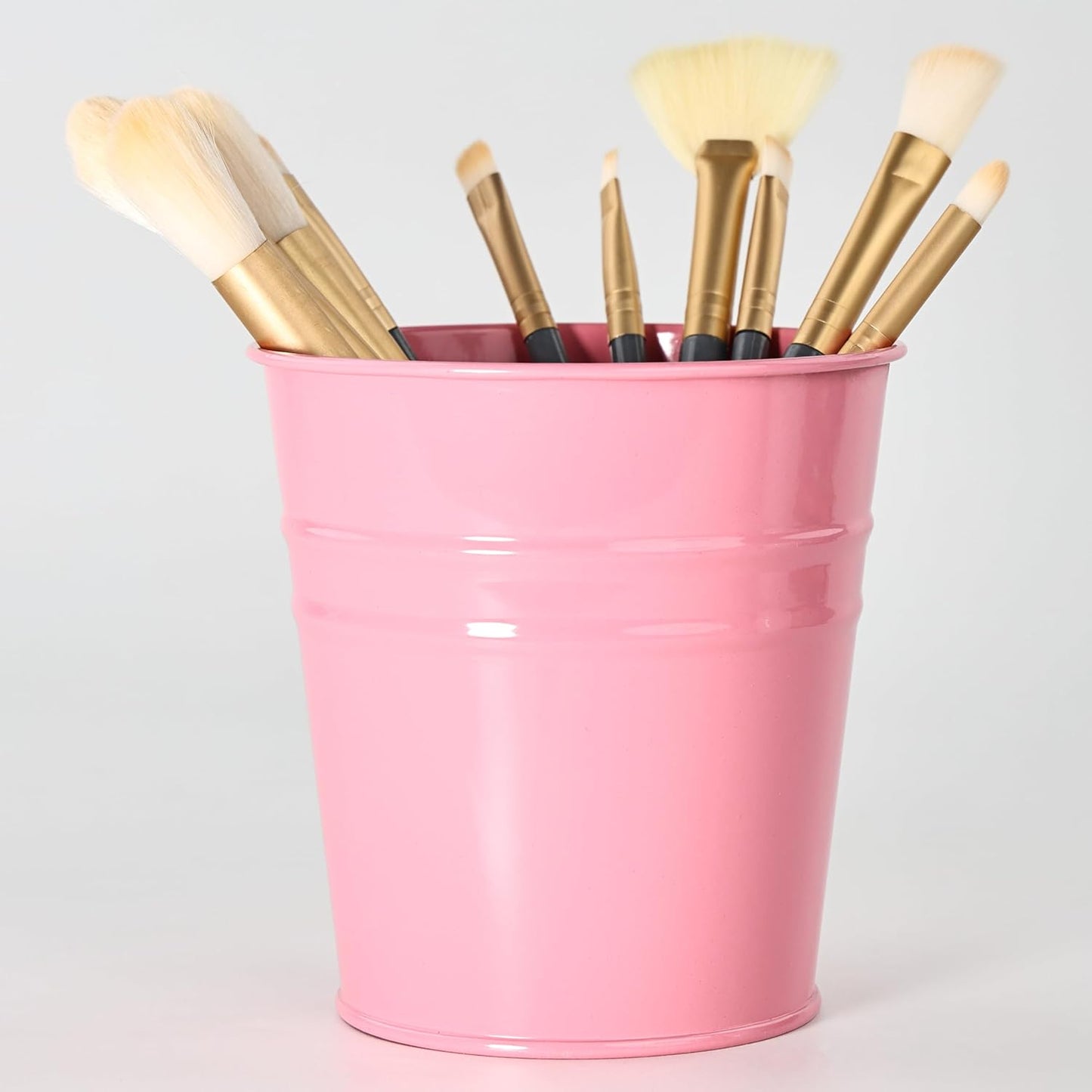 Pen Holder Cups for Desk,Metal Pencil Holder,Marker Pen Storage Holder Desktop Stationery Organizer Makeup Brush Holders, Desk Accessories & Workspace Organizers for Office School Home -2 Pack (Gold)