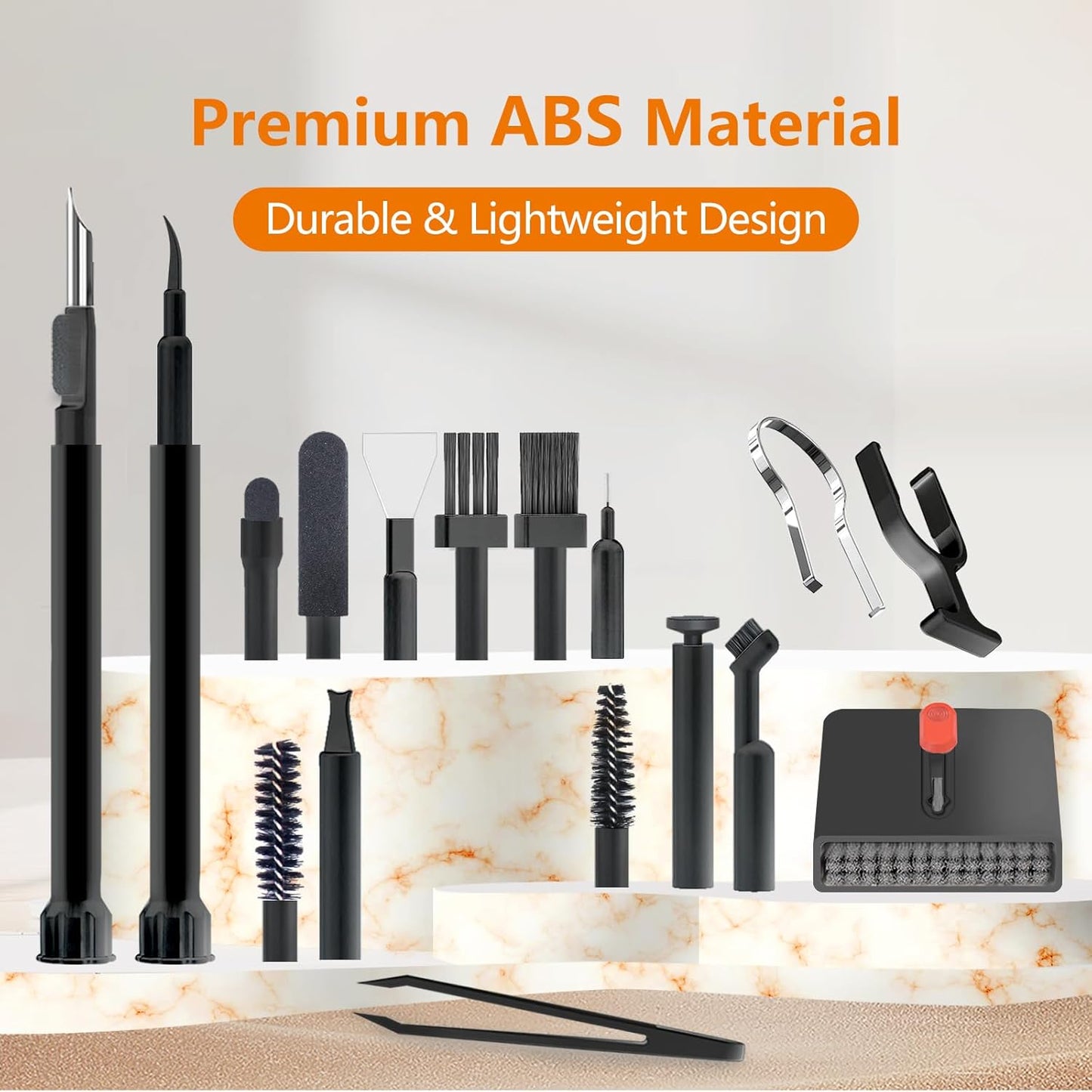 Cell Phone Cleaning Kit, iPhone Cleaning Kit for Charging Port Cleaner Keyboard Cleaning Kit for Airpods/Android/USB C/Earbuds/Laptop/iPad/Camera Lens with Stylus Pen (Black)