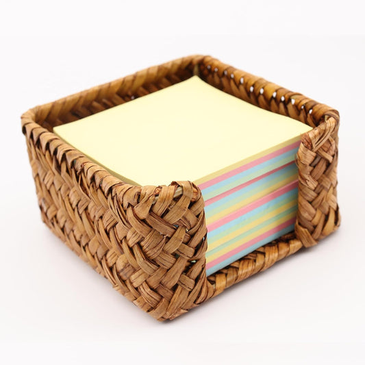 Sticky Note Holder Seagrass Post It Note Dispenser, 3 x 3 Inch Woven Sticky Note Dispenser, Farmhouse Post It Holder for Desk Home Office Decor, Caramel