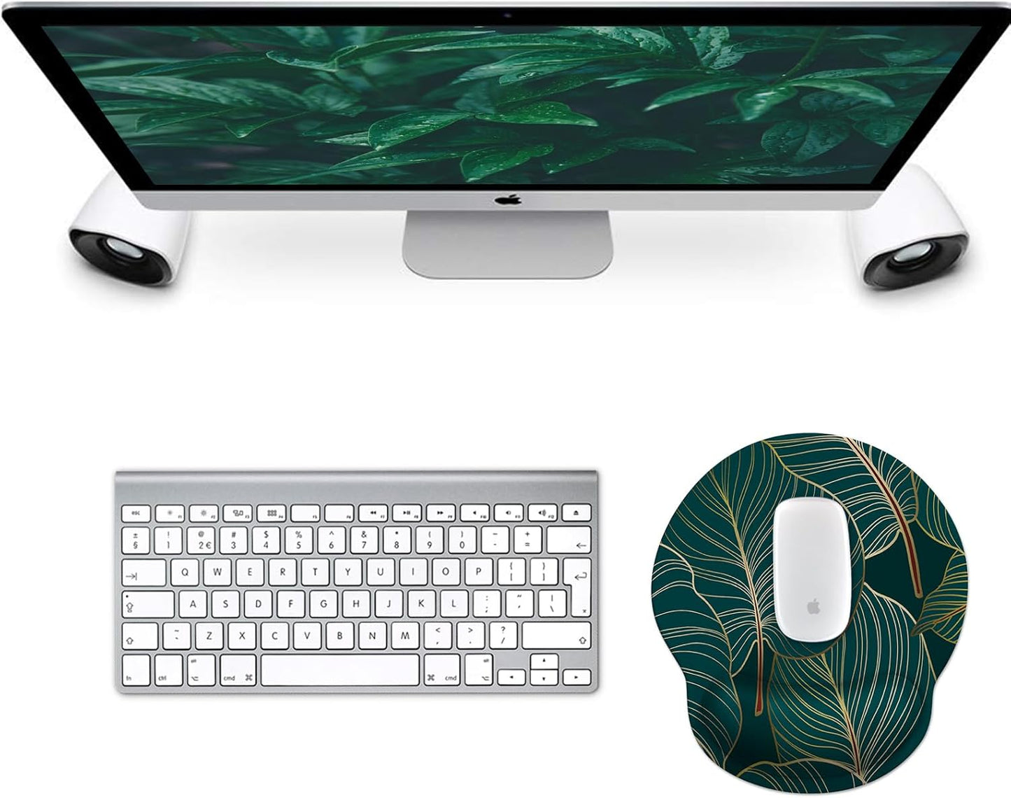 eulps Mouse Pad with Wrist Rest, Comfortable Computer Mousepad with Gel Wrist Support Smooth Surface and Non-Slip PU Base for Pain Relief, Laptop, Office & Home (Tropical Plants)