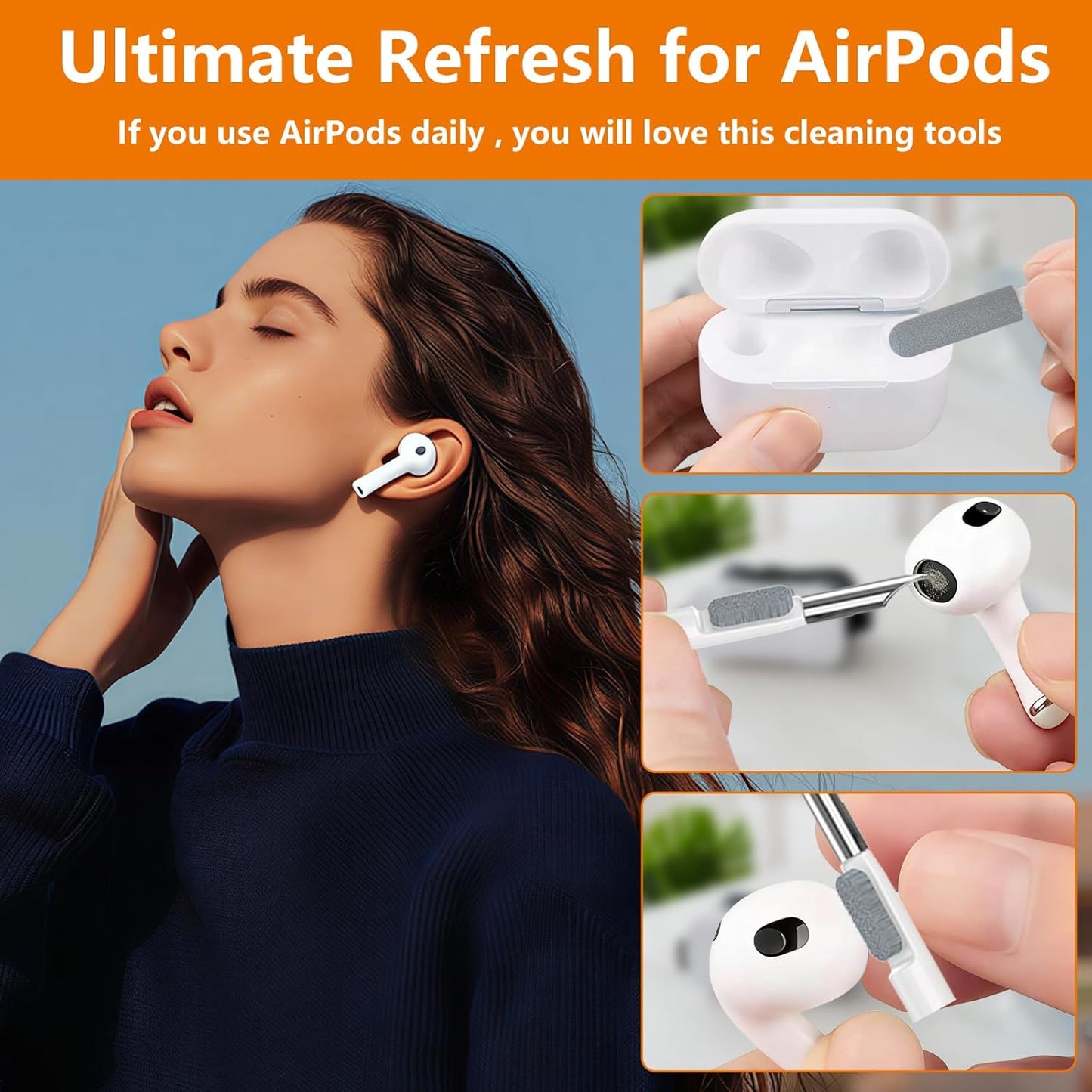 Cell Phone Cleaning Kit, iPhone Cleaning Kit for Charging Port Cleaner Keyboard Cleaning Kit for Airpods/Android/USB C/Earbuds/Laptop/iPad/Camera Lens with Stylus Pen (White)