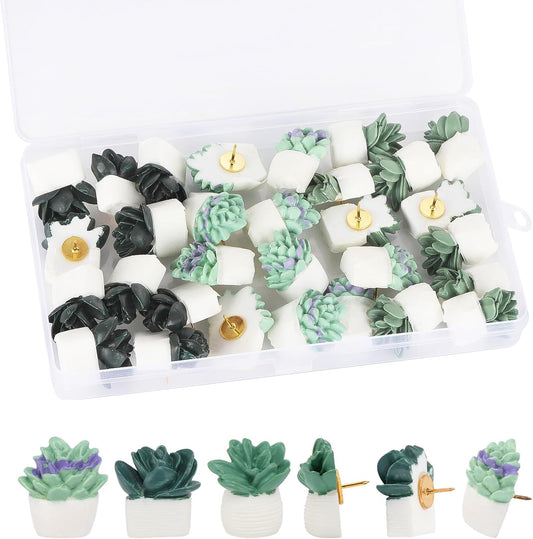 30Pcs Decorative Pushpins Succulent Plants Thumb Tacks for Wall Hangings,Cork Board
