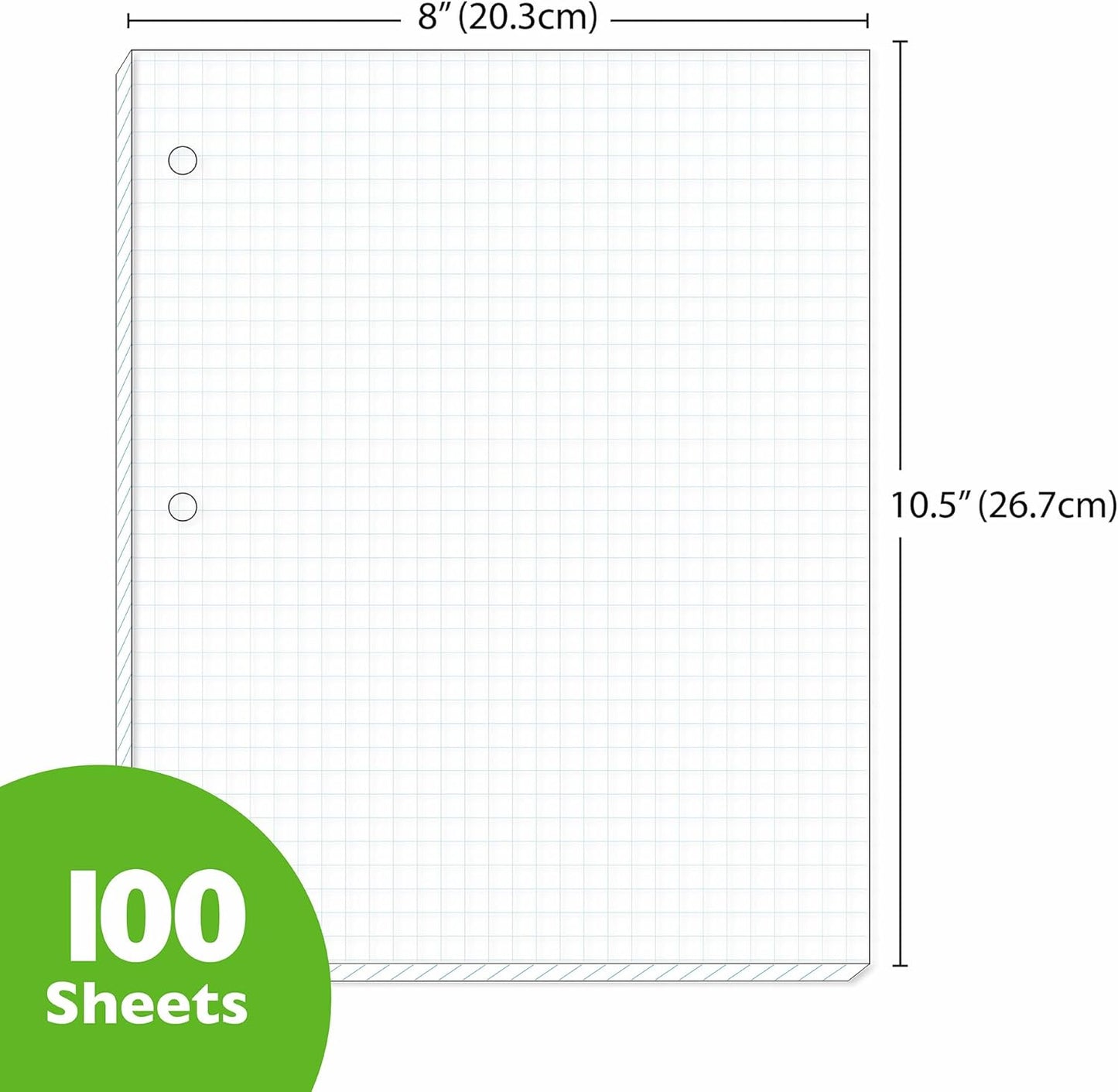 BAZIC Products Filler Paper Loose Leaf Papers 100 Sheet, 4-1" Quad Ruled, 3 Hole Punched for Ring Binders, Graph Drafting for Office School Student, 36-Pack