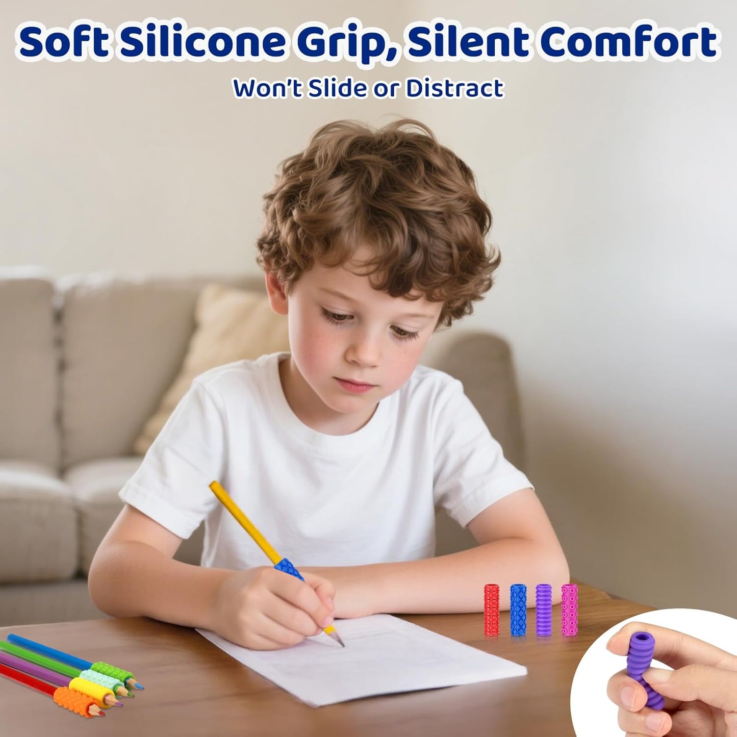 Textured Pencil Grips for Kids, Teens & Adults – 24PC Sensory Fidget Toys for ADHD, Autism, Anxiety & Stress Relief - Ideal for Teachers as Educational Tools or Classroom Rewards