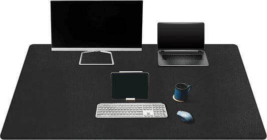 Mydours Extra Large 59" x 24" PU Leather Desk Pad, Desk Mat for Keyboard & Mouse, Premium Office Desk Protector with Stitched Border, Waterproof Surface for Home Office & Gaming Setup (Black)