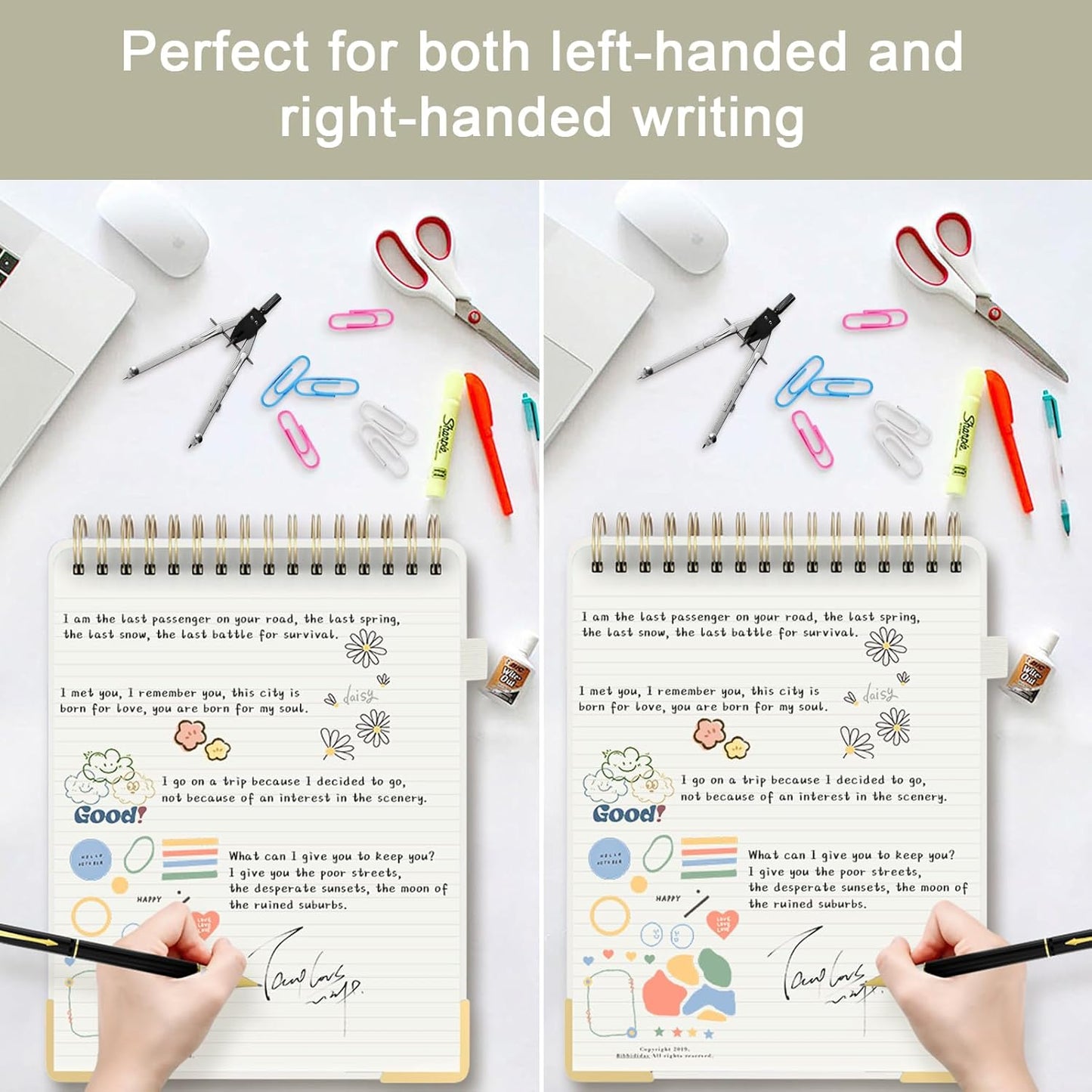 Mousbull Top Spiral Notebook, A4 Hardcover Top Bound Steno Pads, 240 Pages 100gsm College Ruled Left Handed Notebook Journal for Work, School, Meeting Writing - Beige, 8.5" x 11"