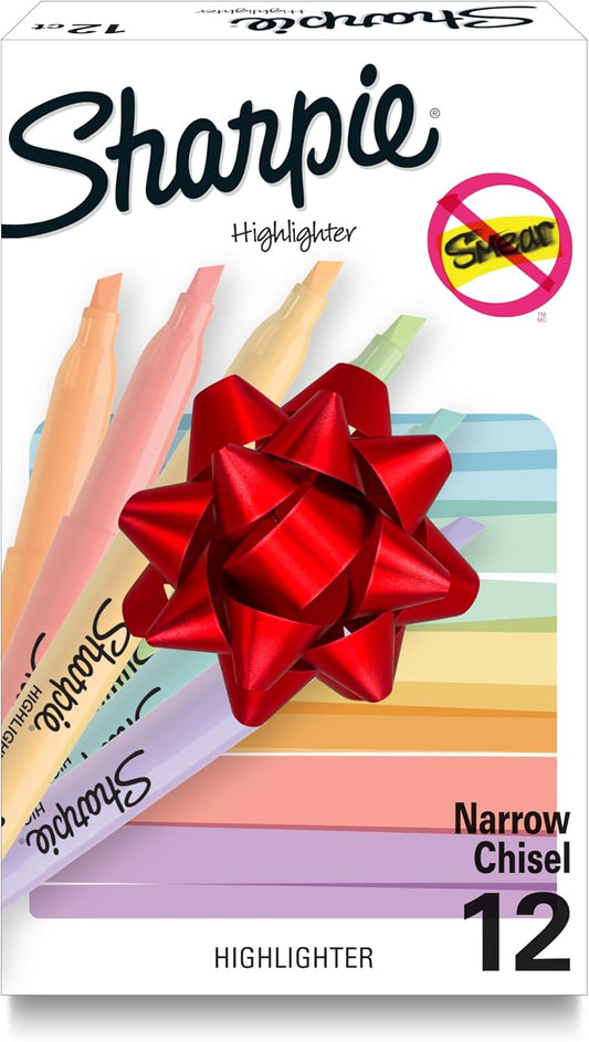 Sharpie Pocket Highlighters, Mild Pastel Colors, Assorted, Chisel Tip, 12 Count - School, Home, and Office Use, Teacher Supplies