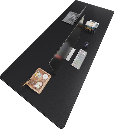 Mydours 79" x 36" Extra Large Desk Pad XXL, Desk Protector Mat with PU Leather, Mega Desk Blotter Mat for Office, Home, Dinner, Full Desk Pad for Keyboard and Mouse (Black)