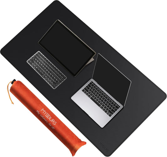 Mydours 43" x 24" Extra Large Desk Pad XXL, Desk Protector Mat with PU Leather, Large Desk Blotter Mat for Office, Home & Writing, Full Desk Pad for Keyboard and Mouse (Black)
