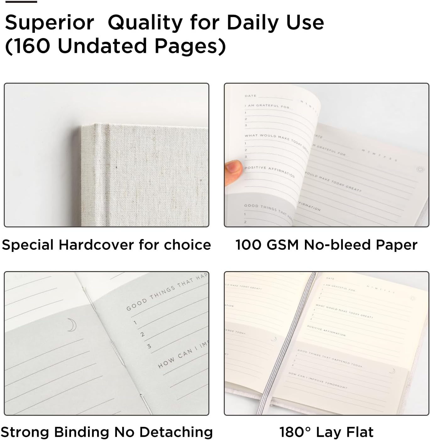 &And Per Se Gratitude Journal – Five Minutes a Day to Cultivate Mindfulness, Happiness, Affirmations & Self-Reflection – Undated Daily Gratitude Journal for Women & Men (Black)