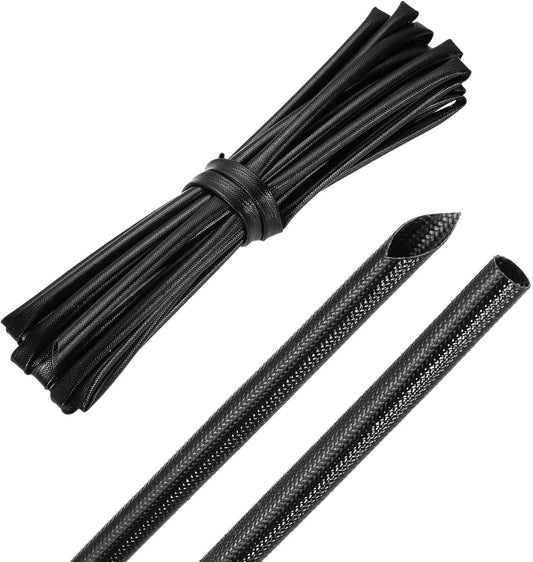 MECCANIXITY 20ft Braided Cable Sleeve, 3/16" ID 200C High Temperature 1500V Fiberglass Wire Insulation Cord Protector Organizer Wires Management for Motor Engine Fuel Line, Black
