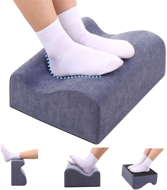 Foot Rest for Under Desk at Work, Ergonomic Under Desk Footrest with Washable Cover, Memory Foam Foot Stool for Office Chair & Gaming Chair, Back & Hip Pain Relief, Blue
