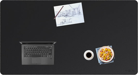 Mydours 59" x 32" Extra Large Desk Pad XXL, Desk Protector Mat with PU Leather, Mega Desk Blotter Mat for Office, Home, Dinner, Full Desk Pad for Keyboard and Mouse (Black)