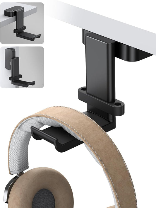 Lamicall Headphone Stand, Headset Hanger - 360 Degree Rotation Earphone Hook Holder Mount, Table Headphone Stand with Cable Organizer, Gaming Headset Clamp for HyperX, Razer, Sony, Sennheiser - Black
