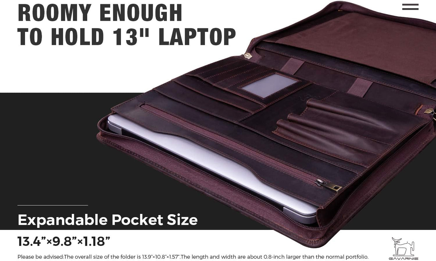 Personalized Leather Portfolio Padfolio for Men, Engraved Gifts for Father's Day for Husband from Wife, Customized Leather Gifts Present for Son/Dad, for Birthday, Dark Brown