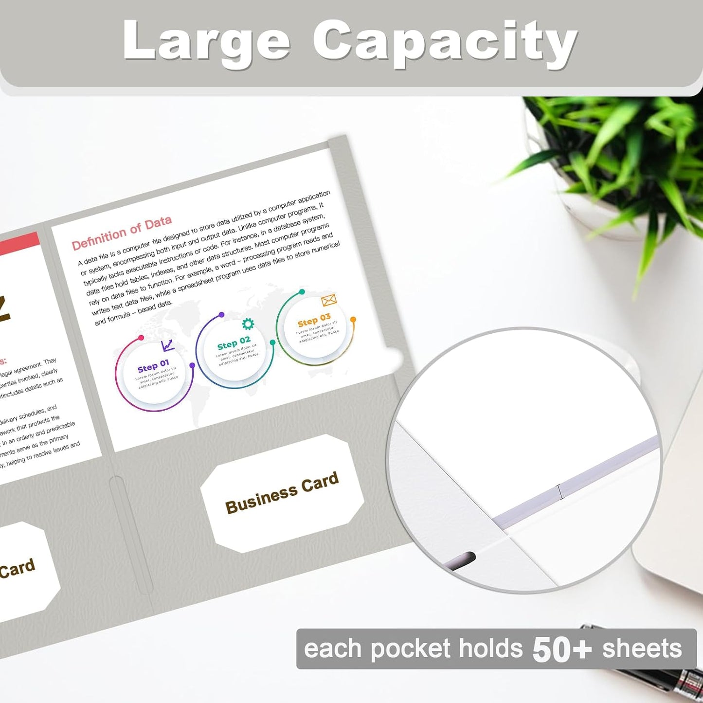 Folders with Pockets, LAYZZ 60 Pack Paper Pocket Folders, 2 Pocket File folders Fits Letter Size Paper, for School Office and Home (Grey)