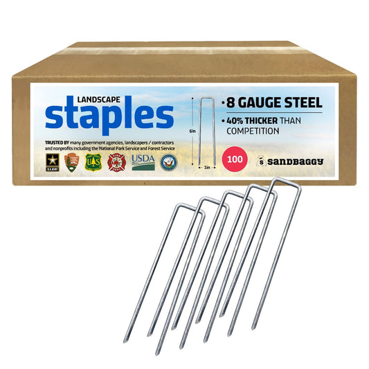 Sandbaggy 6 inch Landscape Sod Staples (8 Gauge Steel) | Great for Hard & Rocky Soil | 40% Thicker Than Standard 11 Gauge | Trusted by Farmers & Contractors Across USA (4000 Staples)