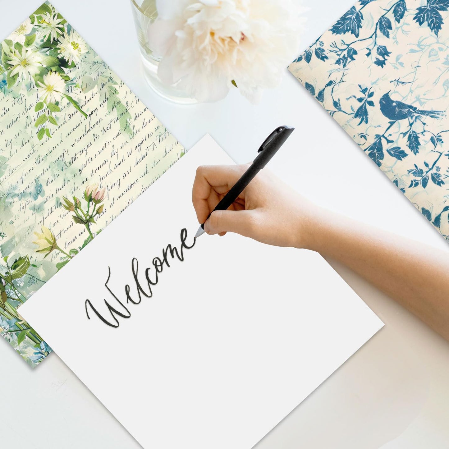 Floral Patterned Scrapbook Paper Pad - 24 Sheets 6x6 in Plant Designed Decorative Decoupage Folded Card Material Gift Wrapping Planners Junk Journal Supplies DIY Crafts Photo Album