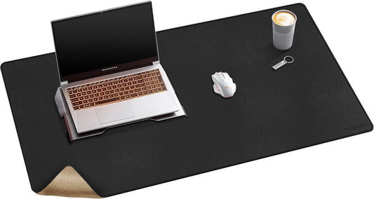 Mydours 40" x 20" Extra Large Desk Mat, PU Leather & Cork Desk Pad, Large XXL Desk Mouse Pad for Workstation, Office, Home, Computer Desk Mat with Keyboard & Mouse (Black)