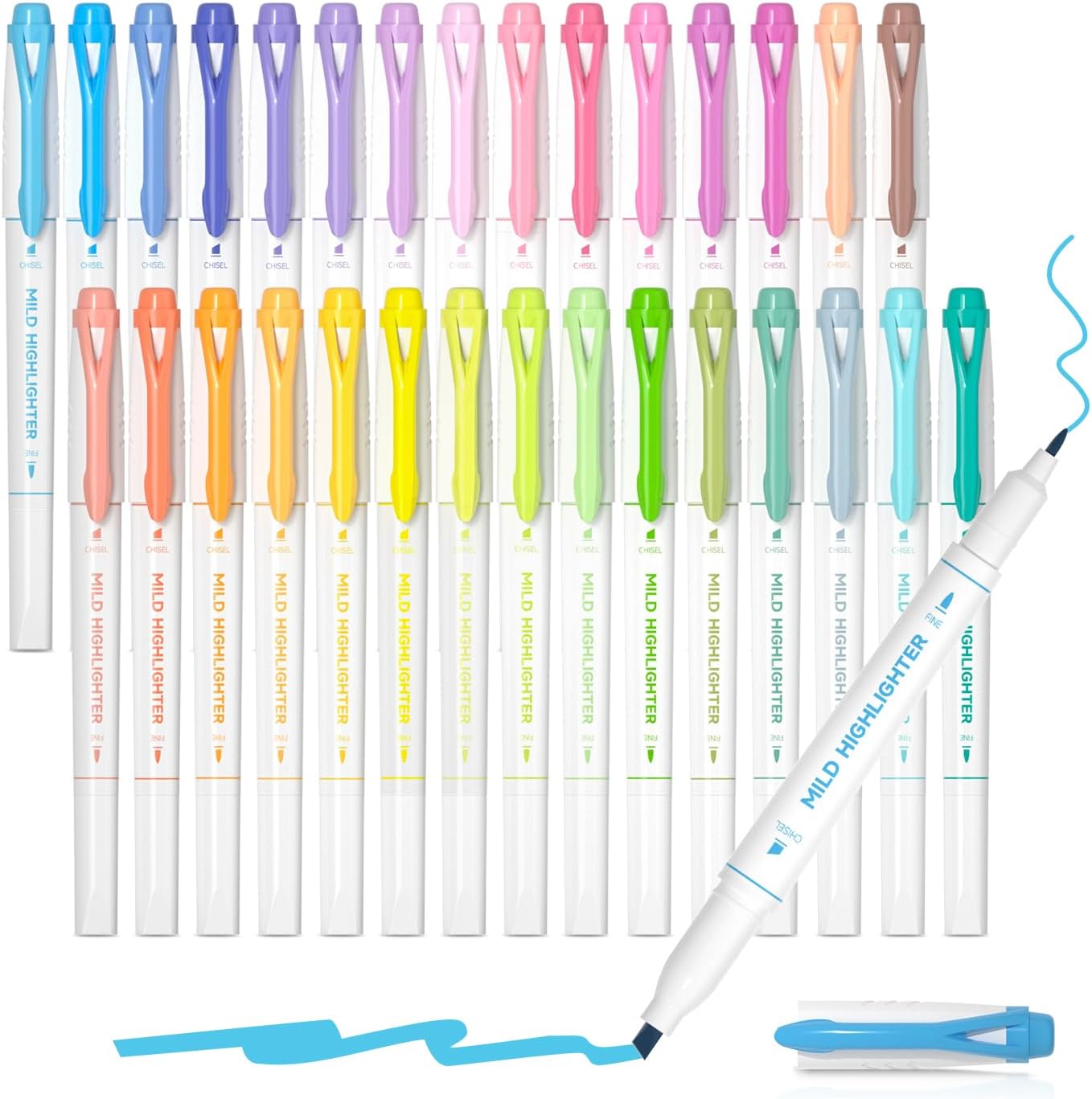 Shuttle Art 30 Colors Highlighters, Pastel Highlighter Pens Assorted Colors, Dual Tip Mild Color Highlighter Markers, Perfect for Teens, Kids and Adults Coloring, Underlining, Highlighting