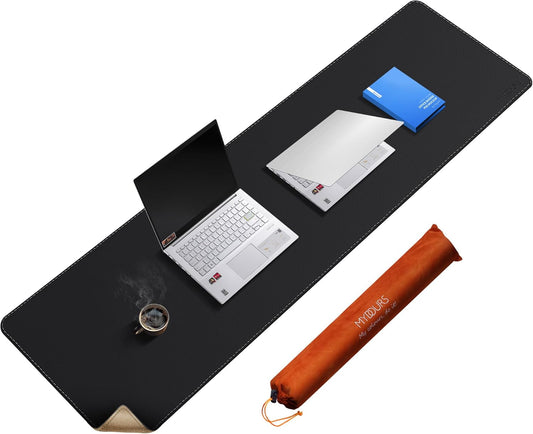 Mydours Extra Long 63" x 19.7" Desk Mat for Professionals - Cork Backing & PU Leather Surface, Waterproof Computer Desk Protector with Gaming-Friendly Texture, Ideal for Keyboards, Office Accessories