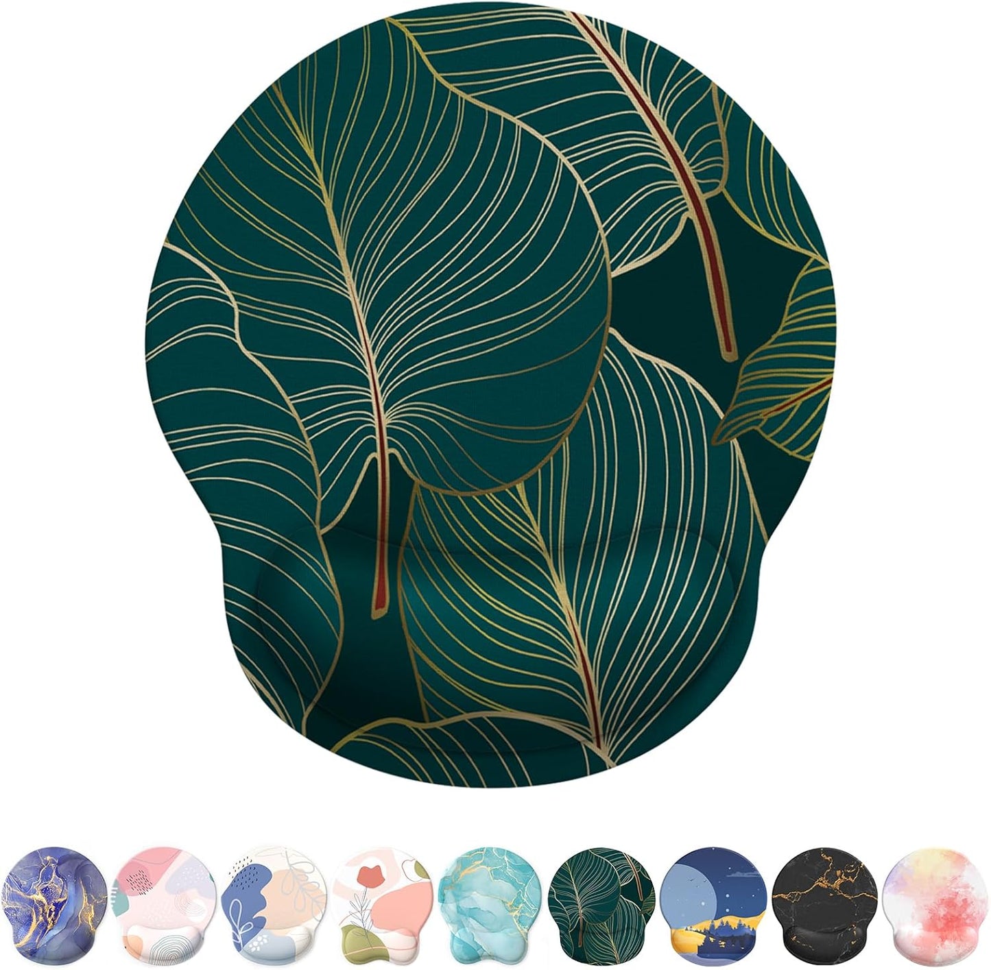 eulps Mouse Pad with Wrist Rest, Comfortable Computer Mousepad with Gel Wrist Support Smooth Surface and Non-Slip PU Base for Pain Relief, Laptop, Office & Home (Tropical Plants)