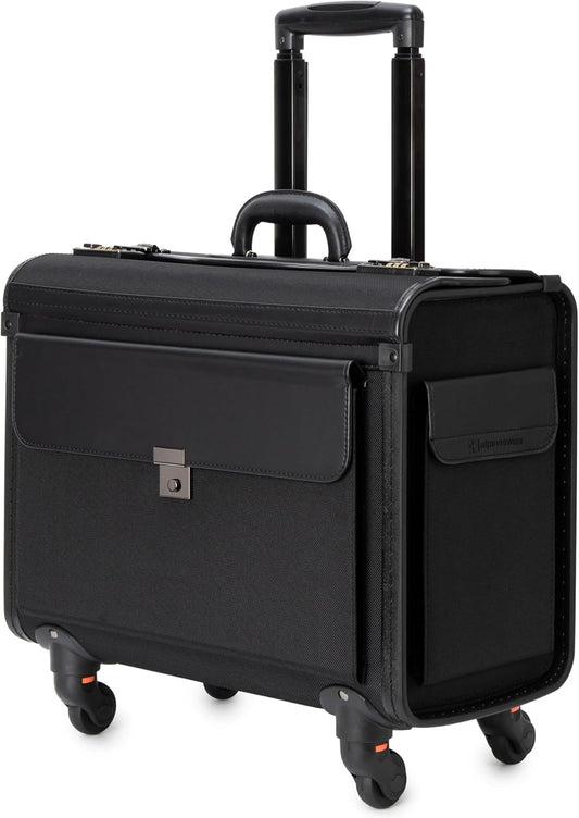 Alpine Swiss Wheeled Briefcase | Rolling Briefcase Locking Telescopic Handle 4 Replaceable Wheels | Pilot Lawyer Litigator Attache Case | 17” Laptop Compartment | Dual Combo Locks | Organizer Pockets