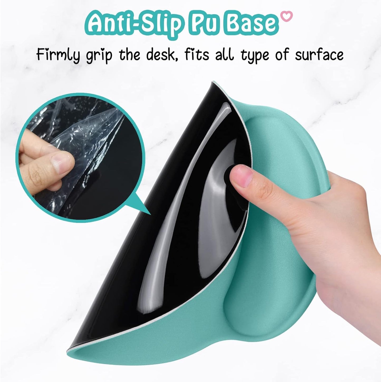 Hsurbtra Ergonomic Mouse Pad with Wrist Rest Support, Gel Mouse Pads with Non-Slip PU Base, Pain Relief Memory Foam Computer Mat, Cute Office Supplies Desk Decro Accessories, Malachite Green