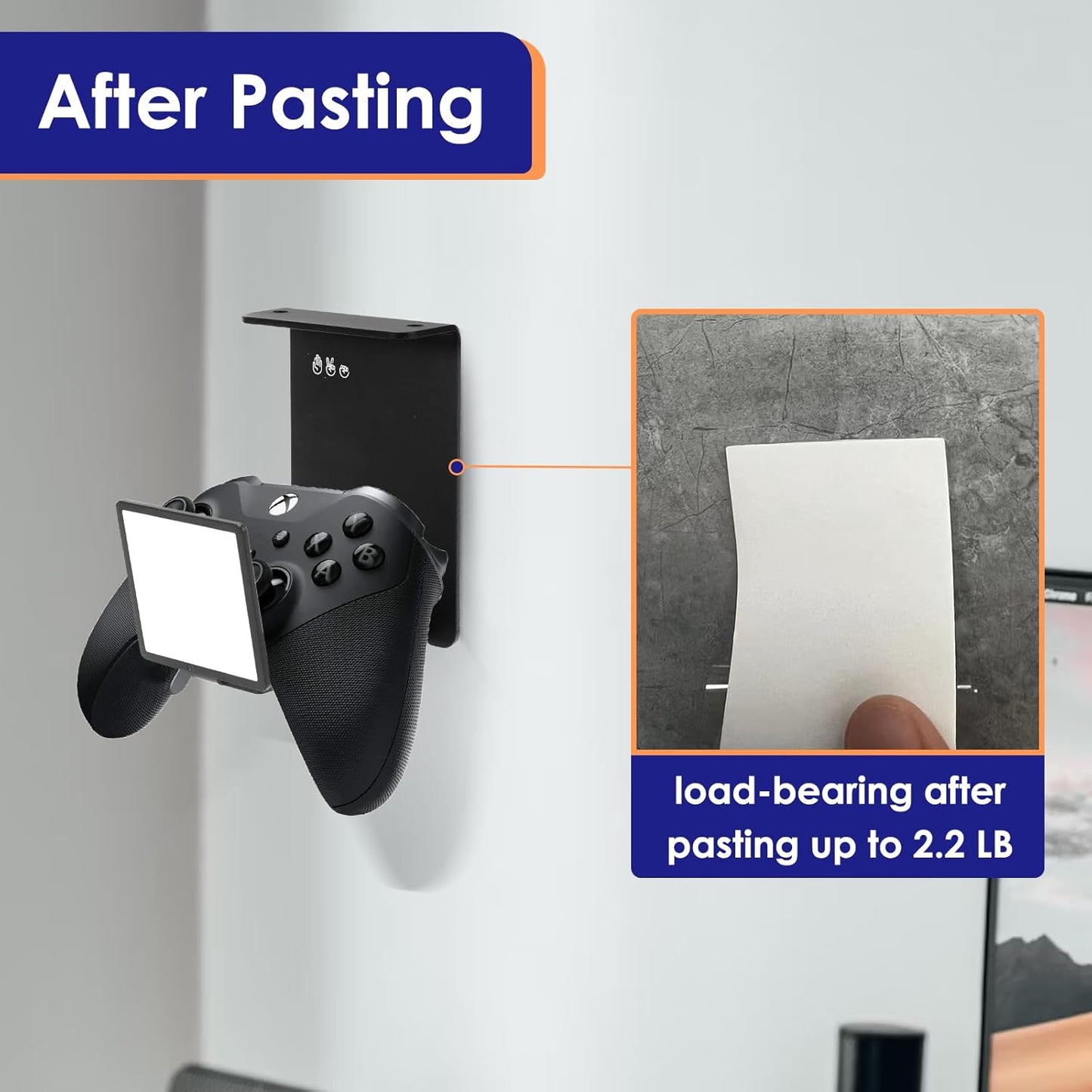 HC128 Headphone Holder Hanger for Desk, Include Adhesive Strips, Universal Headset Stand for PS4/PS5/Xbox/PC/Mac/Headphones Game Controller Hanger (X Shaped)