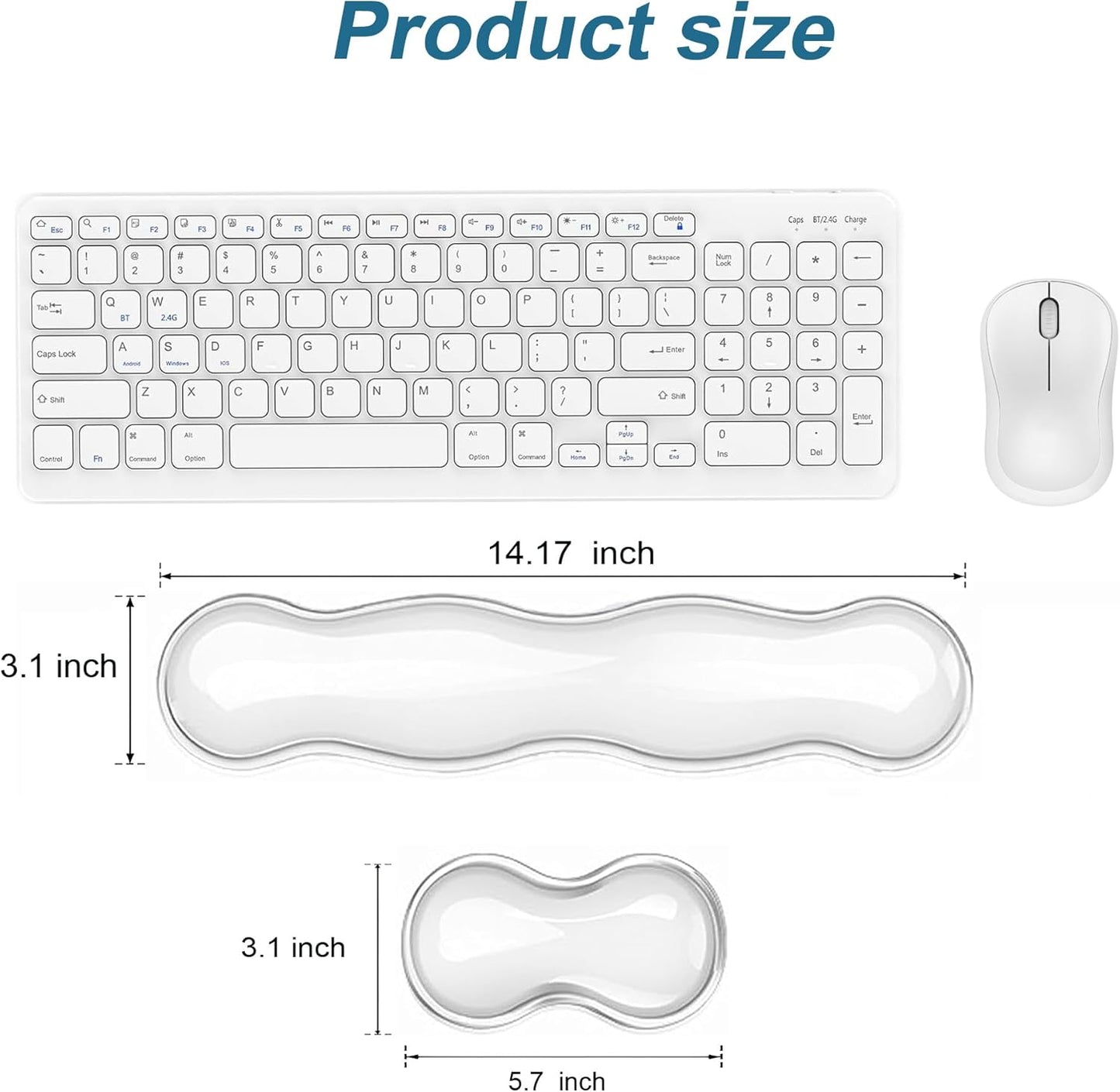 Clear Gel Wrist Rest for Keyboard, Keyboard Wrist Rest for Typing Pain Relief, Ergonomic Keyboard Arm Rest, Suitable for Office, Gaming, Computer, Laptop - Transparent