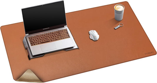 Mydours Cork & PU Leather Desk Mat, 40" x 20" Large Gaming Mouse Pad XL, Dual-Sided Portable Desk Pad Blotter, Keyboard Computer Desktop Protector for Gift Office Home (Brown)