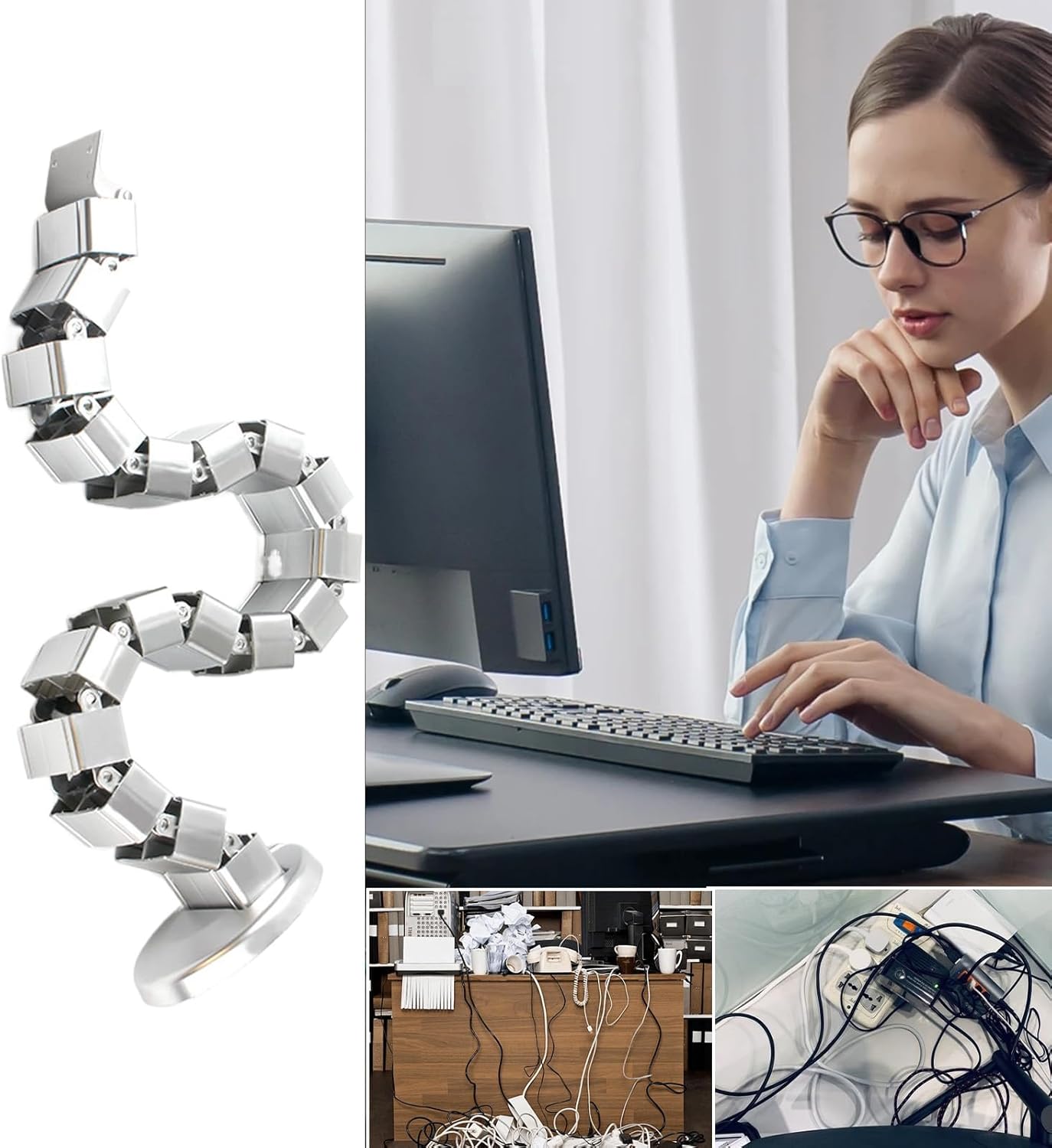 Cable Management Tube,Snake Shape Flexible Wire Organizer | Cord Protector Sleeve - for Pc TV Phone Laptop Tablet Cinema Home Dorm School