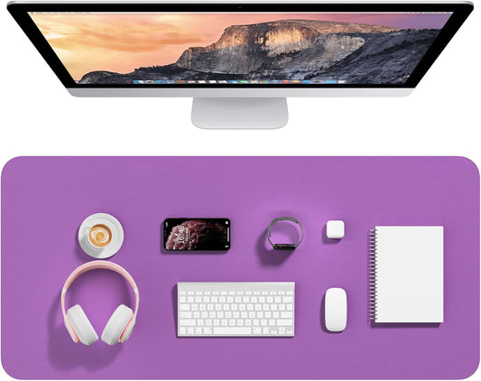 Hsurbtra Desk Pad, 35.5" x 17" PU Leather Desk Mat, XXL Extended Mouse Pad, Waterproof Desktop Blotter Protector, Non-Slip Ultra Thin Large Laptop Keyboard Writing Mat for Office Home, Purple