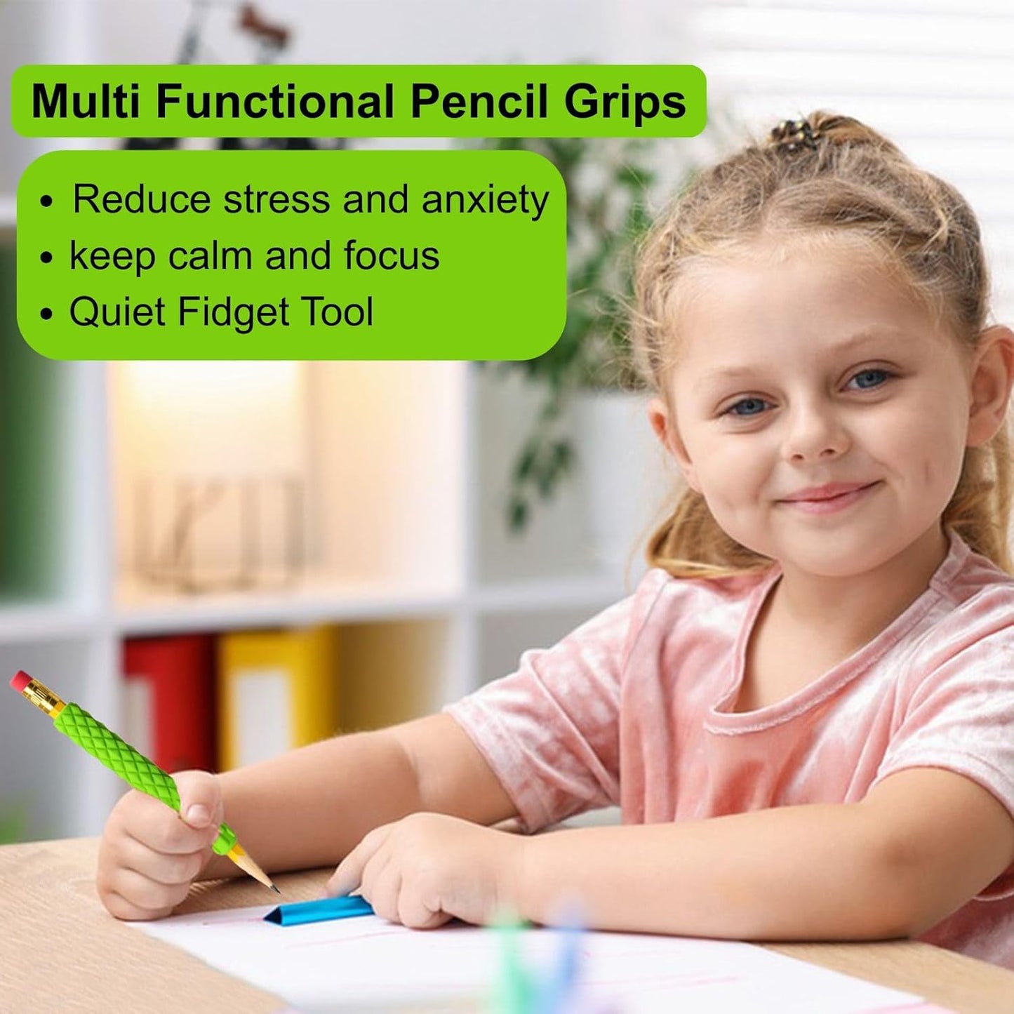 8 Pack Textured Pencil Grips for Kids, Teens, Adults, Silicone Sensory Fidget Sleeves for ADHD, Autism, Anxiety & Stress Relief (Color 3)