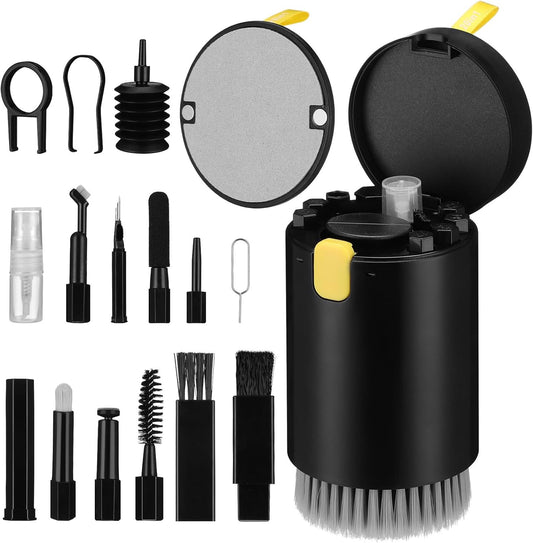 COHEALI Device Cleaning Kit and Keyboard Tool for Electronics 20-in-1 Black Electronic Device Cleaning Brush Set for Cameras Laptops Phones and Keyboards Multipurpose Computer Kit for Home