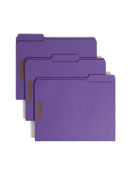 Smead Fastener File Folders, 50 Count, Purple, Reinforced 1/3-Cut Tabs, 2 Fasteners, Letter Size (13040)
