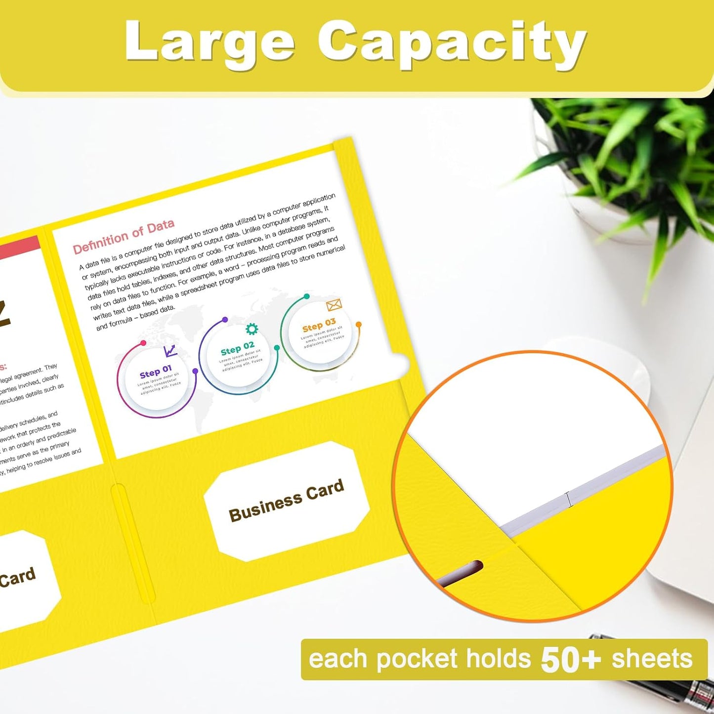 Folders with Pockets, LAYZZ 60 Pack Paper Pocket Folders, 2 Pocket File folders Fits Letter Size Paper, for School Office and Home (Yellow)