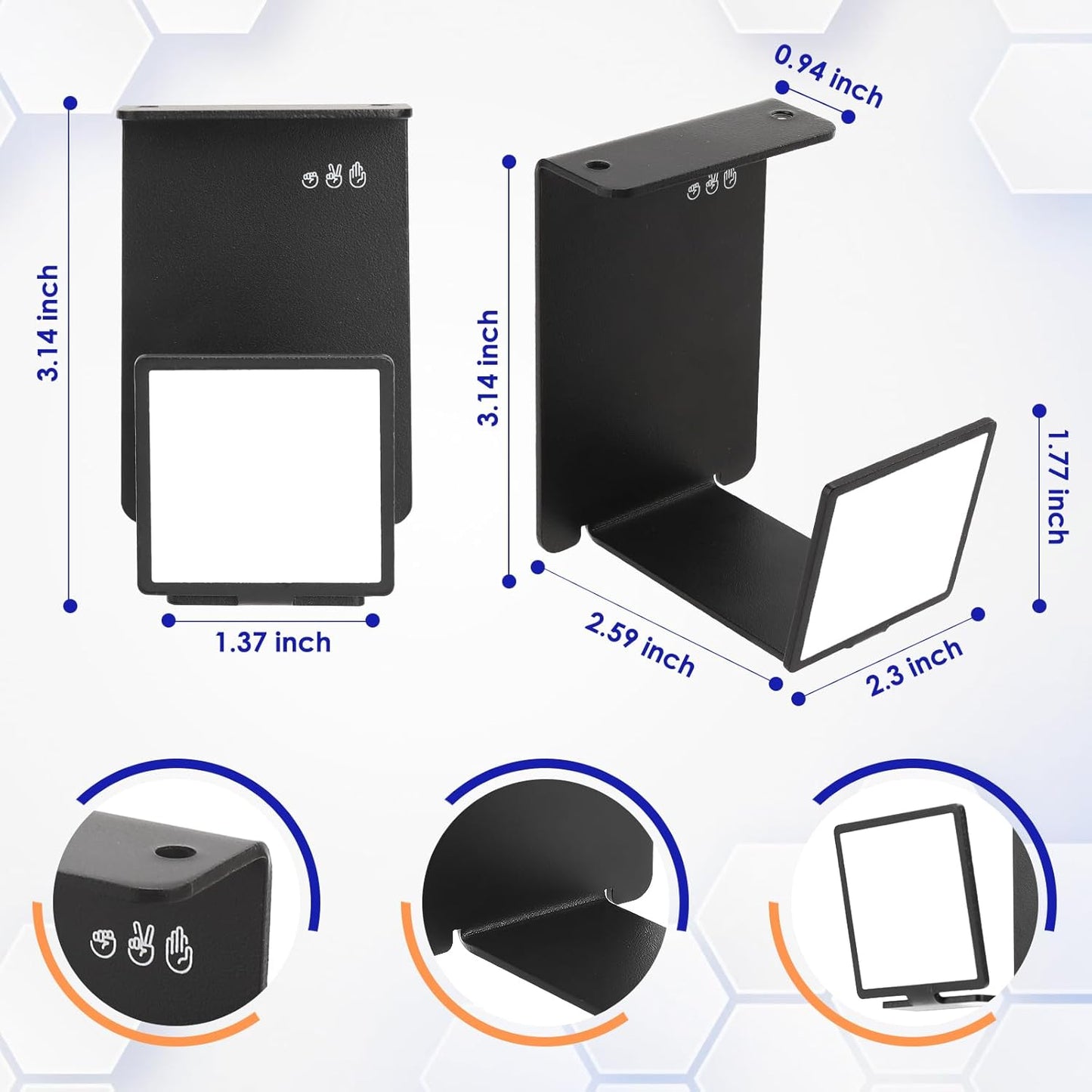 HC128 Headphone Holder Hanger for Desk, Include Adhesive Strips, Universal Headset Stand for PS4/PS5/Xbox/PC/Mac/Headphones Game Controller Hanger (Square)