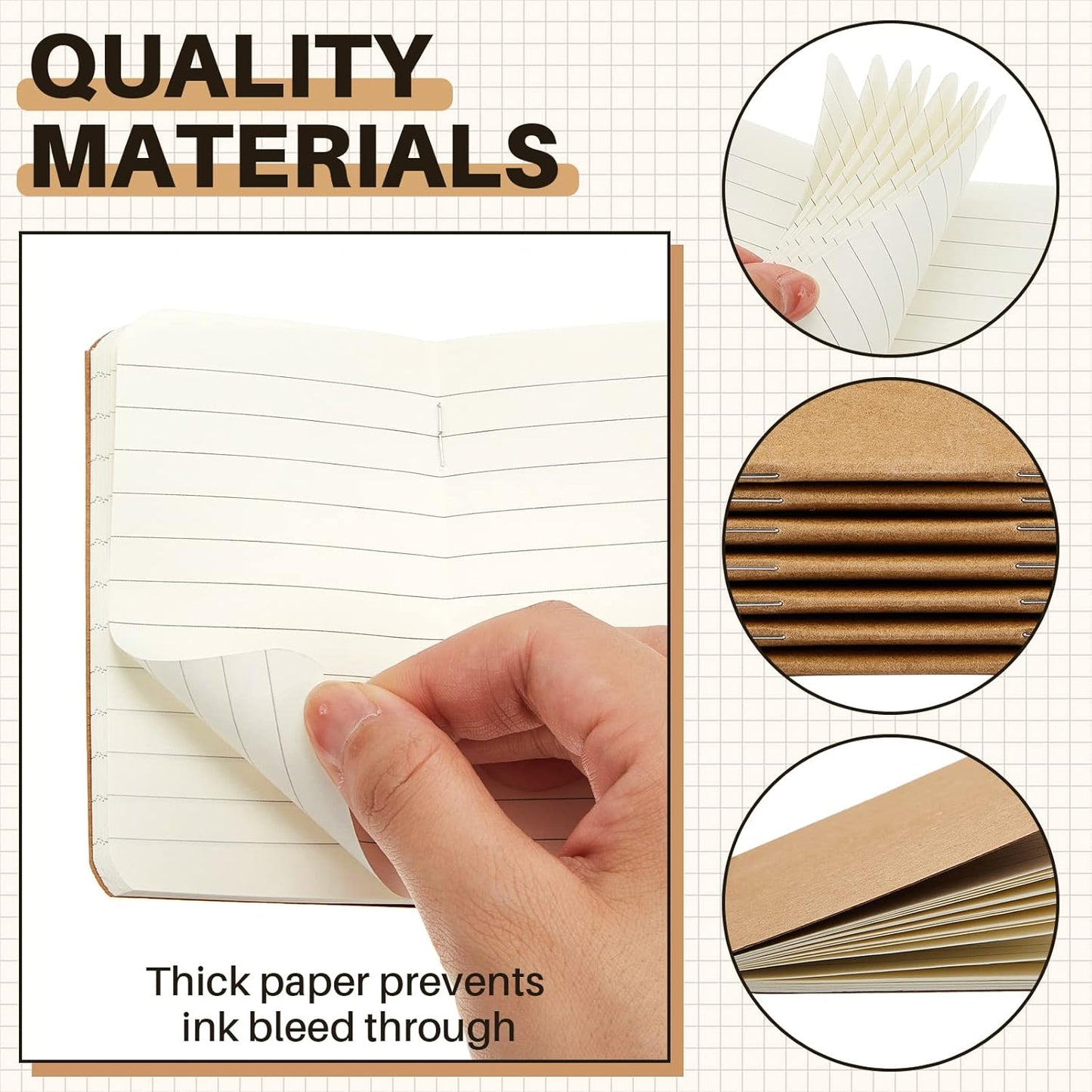 Outus 36 Pcs Pocket Notebook Mini Journal 2.5" x 4" Kraft Paper Mini Notepad Bulk Softcover Pocket Notepad Memo Diary Subject Notebooks for Student Traveler School(Brown, Blank Cover)