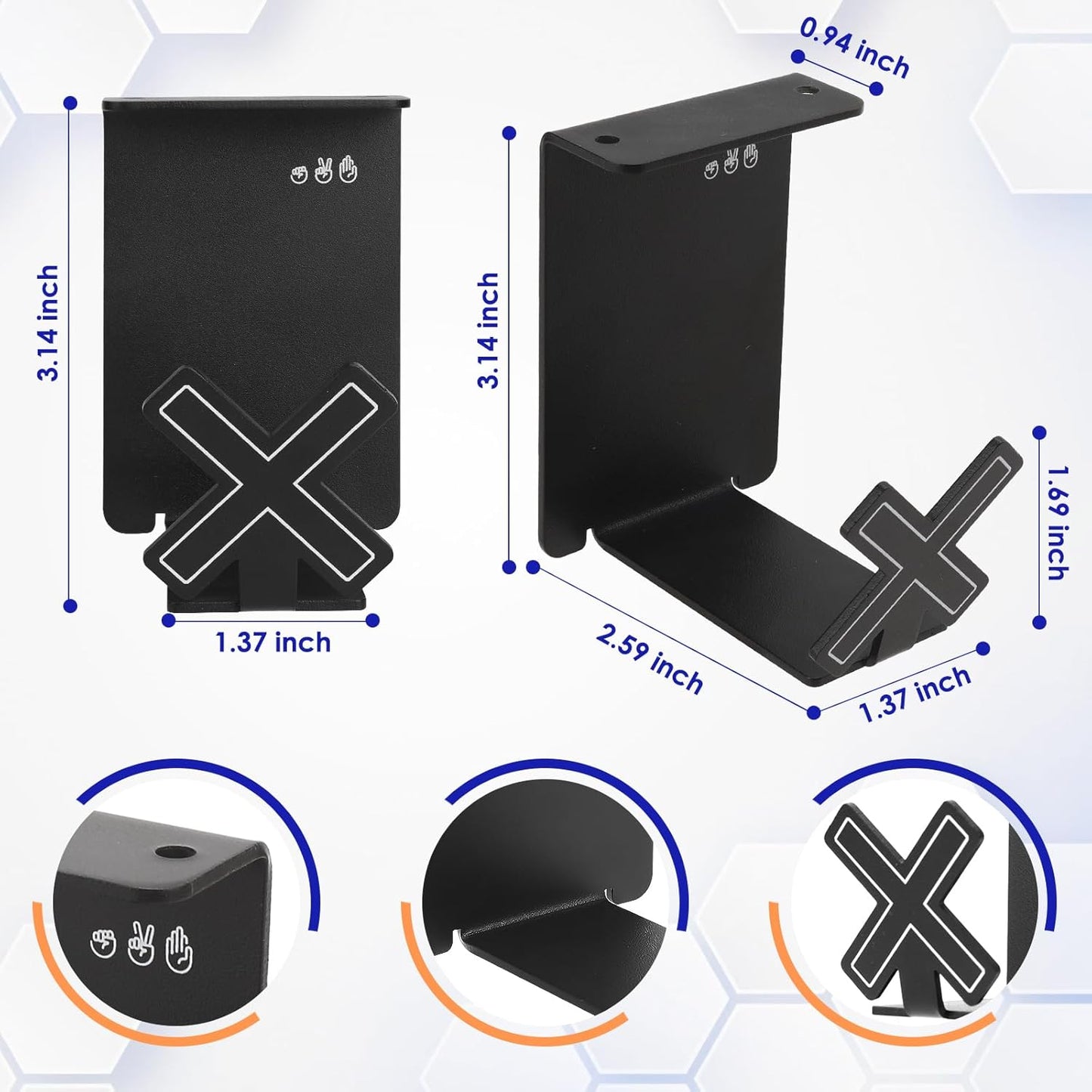 HC128 Headphone Holder Hanger for Desk, Include Adhesive Strips, Universal Headset Stand for PS4/PS5/Xbox/PC/Mac/Headphones Game Controller Hanger (X Shaped)