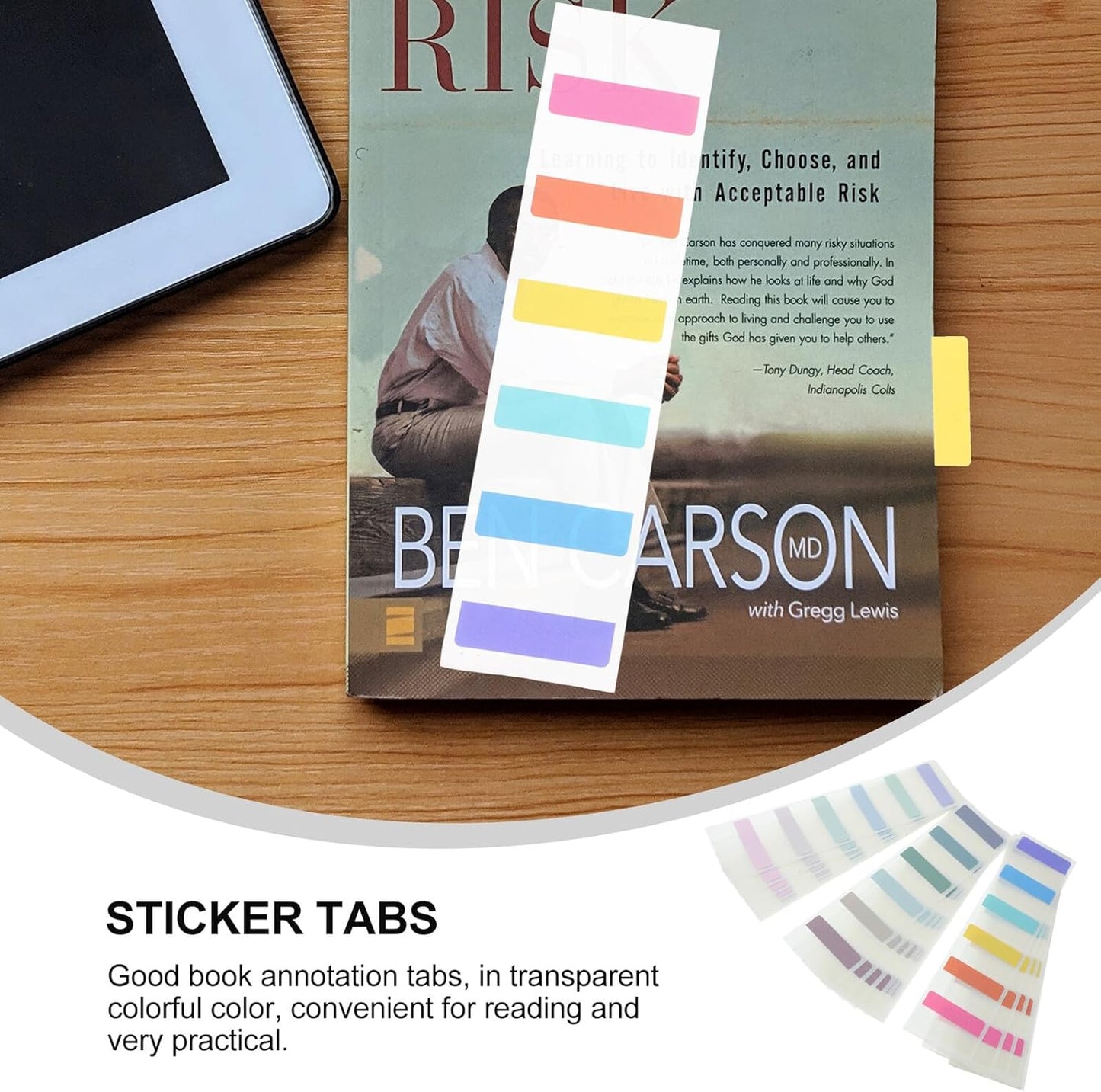 Gatuida 180Pcs Colorful Book Tabs Large Sticky Annotation Paper Tabs for Books Notebooks Binders Writable and Repositionable Index Markers for Students Teachers Reading and Note Taking