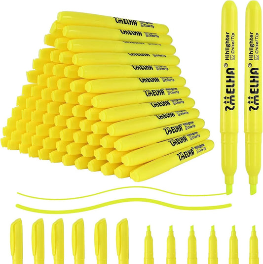 SMELHA Highlighters 80 Pack of Fluorescent Yellow Highlighters Chisel Tip, Quick-drying, Highlighter Bulk, For School, Office, Family …