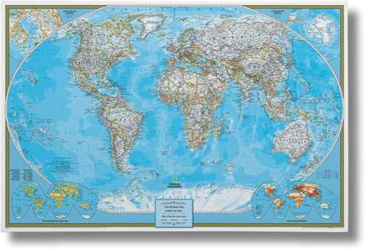 Push Pin Travel Maps Classic World Pin Board – Personalized Stretched Canvas Travel Map with Pins, Adventure Wall Art Décor for Tracking Trips - 24" x 36"