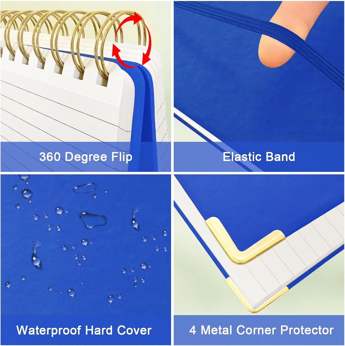 Mousbull Top Spiral Notebook, A5 Hardcover Top Bound Steno Pads, 240 Pages 100gsm College Ruled Left Handed Notebook Journal for Work, School, Meeting Writing - Navy Blue, 5.9" x 8.5"