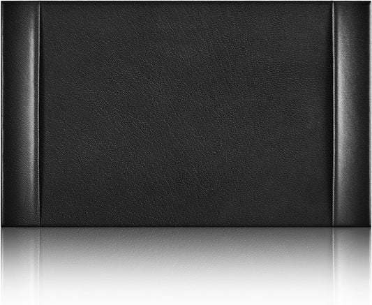 Leather Desk Pad Protector 30" x 18" Leather Desk Blotter with Side Rails Desk Mat for Office Home Workplace Desktop Writing Board Christmas Gifts for Dad Husband(Black)