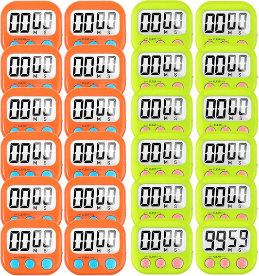 24 Pack Digital Kitchen Timer Small Classroom Timers for Kids Teachers (Orange&Green)