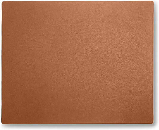 Leatherology Cognac Classic Desk Pad – Full-Grain Leather Office Mat with Lift-Up Side Rails, Smooth Writing Surface | Protective Desk or Conference Table Pad for Laptop & Notes